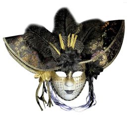 Party Supplies Masquerade For Women'S Mardi Gras Gorgeous Feather Flower Hat Mask Carnival Venetian Cosplay Prop