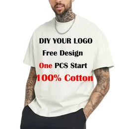 Custom printed casual T-shirt DIY with your own design such as pos or white T-shirts Fashion custom mens top T-shirt 240511
