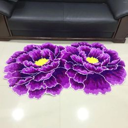 Carpets Large 160X90cm Double Peony Flowers Carpet Thick Living Room Bedroom Area Rug Handmade Door Mats Wedding Parlour Hallway Rugs