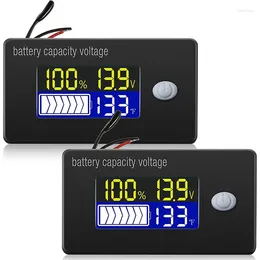 2Pc Battery Capacity Voltage Metre With Alarm And External Temperature Monitor 0-179 Fahrenheit Lead Acid