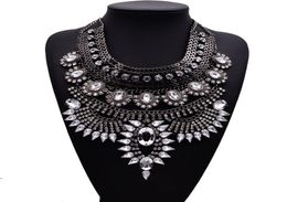 Luxury Flower Bib Crystal Necklace Boho Collar Necklace for Women Costume Jewelry Christmas Gift 1Pc 4 Colors4004983