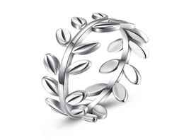 Olive Leaf Rings 925 Sterling Silver Women Simple Style Stackable Ring Party Wedding Gift Fashion S925 Jewellery Cluster2533276