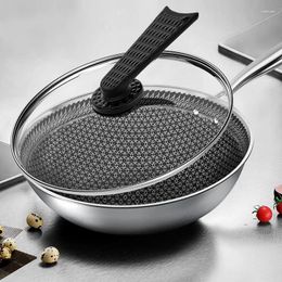 Pans Stainless Steel Wok Non-stick Pan Without Oil Smoke Uncoated Household Induction Pot Kitchen Frying Cooking