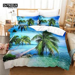 Bedding Sets Beautiful Seaside Set 3Pcs Duvet Cover Soft Comfortable Breathable For Bedroom Guest Room Decor