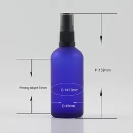 Storage Bottles Empty 100ml Perfume Atomizer Refillable Glass Cosmetic Packaging Frosted Blue Sprayer Sale Well