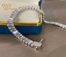 Wong Rain 925 Sterling Silver Created Moissanite Gemstone Bangle Charm Wedding Bracelet Fine Jewelry Whole Drop C09278702685