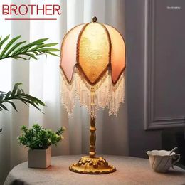 Table Lamps BROTHER French Tassels Lamp American Retro Living Room Bedroom Villa European Pastoral Creative Desk Light