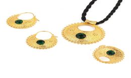 Stone Ethiopian Jewellery sets Pendant Necklaces Earrings Ring Ethiopia Gold Colour Africa Bride Wedding Eritrea set2675326