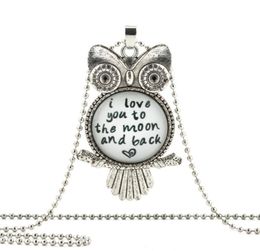 I LOVE YOU TO THE MOON AND BACK OWL PENDANT Necklace White Jewellery For Him Her Art Men Gifts8203616