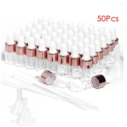 Storage Bottles 50pcs/lot 2ml 3ml 5ml Clear Dropper Glass Bottle Small Essential Oil Pipette Container Portable Refillable Perfume