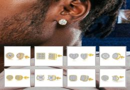 21 Styles Unisex Men Women Earrings Studs Yellow White Gold Plated Sparkling CZ Simulated Diamond Earrings For Jewelry Luxury desi8008629