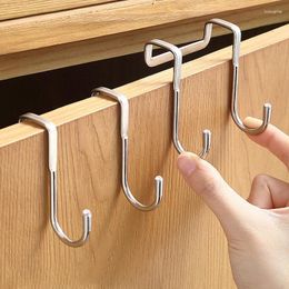 Hooks Stainless Steel Hook Free Punching Double S-Shape Kitchen Bathroom Cabinet Door Back Type Coat Towel Storage Hanger Tools