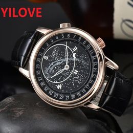 Popular Men Women Moon Sky Wristwatch high quality japan quartz movement Bracelet Sapphire Glass Genuine Leather Nylon Couples Skeleton 240B