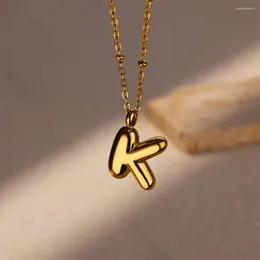 Pendant Necklaces Chunky Initial Letter For Women Waterproof Gold Colour Alphabet Necklace Stainless Steel Jewellery Free Items