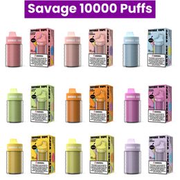 Savage Vapes E Cigarettes Puff 5000 10000 25ml Adjustable Airflow Disposable Vapes E Cig 2% 3% 5% 10 Taste Flavours Prefilled Juice Device Mesh Coil 650mAh Battery Pen