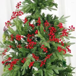 Decorative Flowers Red Berry Garland Christmas Decoration Artificial With Bendable Stems For Holiday Fireplace Stairs Table Decorations