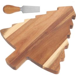 Mugs Xmas Tree Board Kitchen Dessert Plate Charcuterie Boards Knife Fork Christmas Wooden Cutting