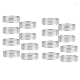 Baking Moulds 16 Pack Stainless Steel Tart Rings Heat-Resistant Perforated Cake Mousse Ring Mould Round Tools