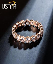 Zircon Crystals Wedding Rings for women fashion Jewelry Rose Gold color finger rings female Anel bijoux top quality7463783