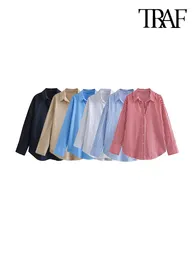 Women's Blouses -Oversized Poplin Shirts For Women Long Sleeve Button-up Loose Female Chic Tops Fashion