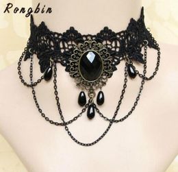 Vintage Gothic Black Lace Choker Necklace For Women Flower Chocker Statement Collar Bijoux Femme Collier Collares4216492