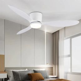 Low Floor Ceiling Fans Only 42 Inch 52 Remote Control Cooling Fans Lamp Design Ceiling Fan With Light White wood Black Colour FAN