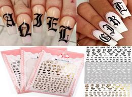 New letter design fashion 3d nail sticker decal gold letter black character character DIY decorations art3203490