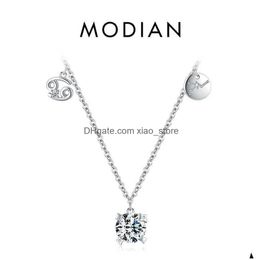 Pendant Necklaces Modian 925 Sterling Sier Rainbow Zirconia Scorpio Taurus Birthstone Twee Constellation For Women Jewelry Drop Deli Dh4Oj