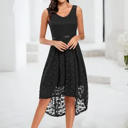 Casual Dresses Summer Sleeveless Lace Dress Women Sexy V Neck Backless Cocktail Party Elegant Wedding Guest Black Red Blue