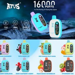 Original ATVS Warship 16000 Puffs Digital Disposable Vape 18ml Prefilled 19 Flavours Vapour Box 650mAh 18k Indicator Display Smart Screen