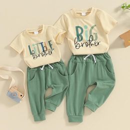 Clothing Sets Toddler Baby Boys 2 Piece Outfit Big Brother Print Short Sleeve T-Shirt And Elastic Pants Summer Matching Clothes Set