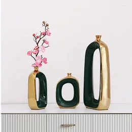 Vases Creativity Ceramics Vase Golden Hollow Out Abstract Flower Arrangement Hydroponic Accessories Modern Home Decoration