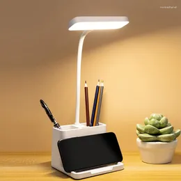 Table Lamps USB Rechargeable LED Lamp Eye Protection Desk With Phone Holder Pen Touch Dimmable Reading Light For Kid