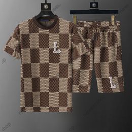 Summer Mens Tracksuits Designer Tracksuit polo sets classical letter Print shorts Suits lattice printed T-Shirt men luxury sportsuit clothes