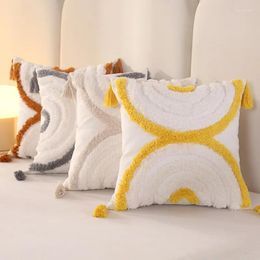 Pillow Boho Geometric Semicircle Tufted Cover 45 Handmade Tassels Throw Decorative Home Living Room For Sofa
