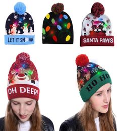 Lovely LED Light Christmas Hats Beanie Sweater knitted Christmas Hat LED Light Up Knitted Hat for Kid Adult For Props XD226971096871