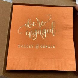 Party Supplies 50pcs We're Engaged Personalized Napkins Engagement Custom Bar Bridal Shower - Rehearsal Dinner Wedding