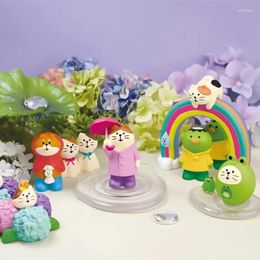 Decorative Figurines Creative Japanese Ornament In Rainy Weather Frog Pond Rainbow Resin DIY Handicraft For Children Toy Christmas Gift