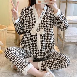 Home Clothing Women's 2-Piece Pyjamas Spring And Autumn Homewear Long-Sleeved Female Cute Loose Casual Wear