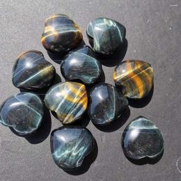 Decorative Figurines 3cm Natural Flashy Blue Tiger Eye Stone Crystal Heart Rock Healing Stones