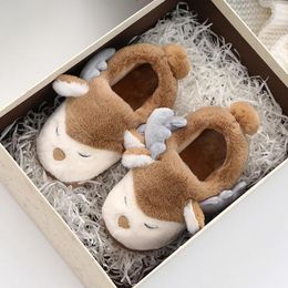 Slippers Parent-child Cotton Shoes Winter Warm Home Girls Cute Antlers Christmas Family Baby Furry Woman