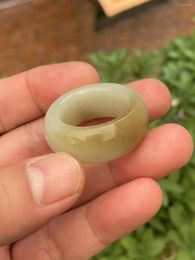 Cluster Rings Natural Hetian Jade Ring Handmade Dragon Hollow Out Sculpture Simple Men Party Wedding Jewellery Gift For Woman