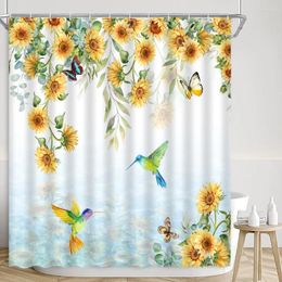 Shower Curtains Spring Curtain Floral Hummingbird Butterfly Farm Plank Vine Watercolour Botanical Leaves Modern Home Bathroom Decorations