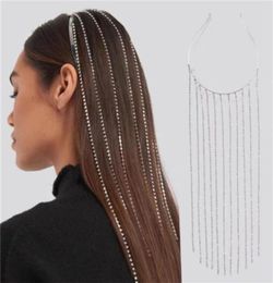 Full Rhinestone Long Tassel Crystal Headband Headpiece for Women Bijoux Hair Hoop Head Chain Accessories Wedding Hairband Party Je1960644
