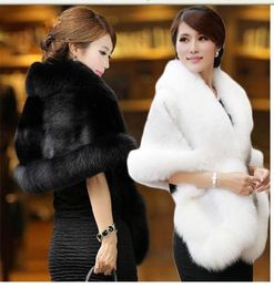 High Quality Faux Fur Wedding Wraps 2019 Elegant High Neck White Black Bridal Shawls Shrugs Wedding Accessories6472682