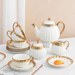 Mugs European Ceramic Coffee Cup Set Gold Plated Decorative Office Teacup Sets Afternoon Tea Desktop Milk Cups Modern Home Decoration