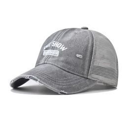 Show Printed Baseball Cap Vintage Washed Distressed Unisex Mesh Trucker Hats Breathable Adjustable Golf Sun Hats For Women & Men R025