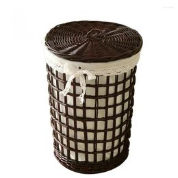 Laundry Bags Simple Basket Hollow Out Rattan Storage Cotton Cloth Lined Toys Bedroom With Covered Decorative Baskets