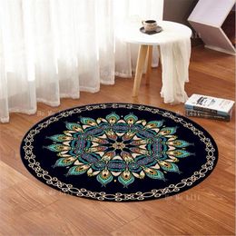 Carpets Mandala Flowers Pattern Round Flannel Floor Rugs Themed Carpet For Living Room Home Decor Gift Her