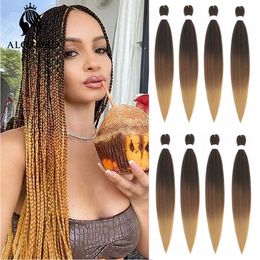 Alororo Ombre Pre Stretched Braiding Hair Synthetic Hair Braids 30 Inch Afro Brown Black Blue Profession Jumbo Box Braids 240430